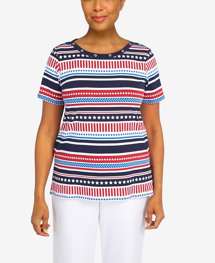 Alfred Dunner Women's Americana Stripe Top Macy's