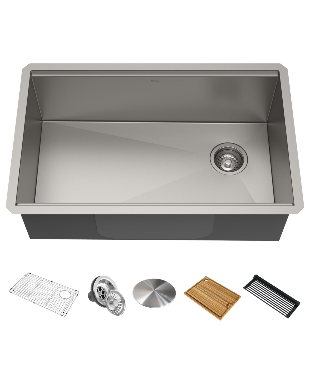 Kore 30 in. Workstation Undermount 16 Gauge Single Bowl Stainless Steel Kitchen Sink with Accessories - Stainless steel