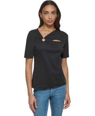 Calvin Klein - Women's Cut-Out Asymmetric-Neck Top