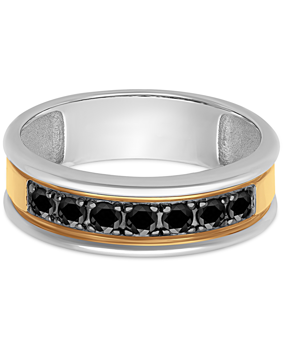 Men'sSapphire Band (3/4 ct. t.w.) in Sterling Silver & 18k Gold-Plate - Black
