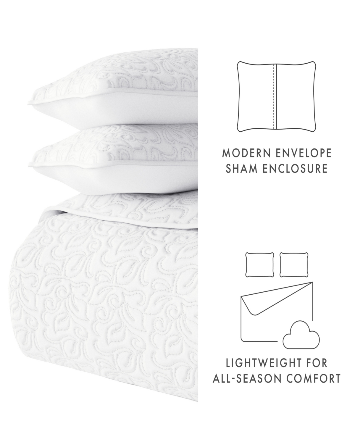 ienjoy Home All Season 2 Piece Floral Stitch Quilt Set, Xl