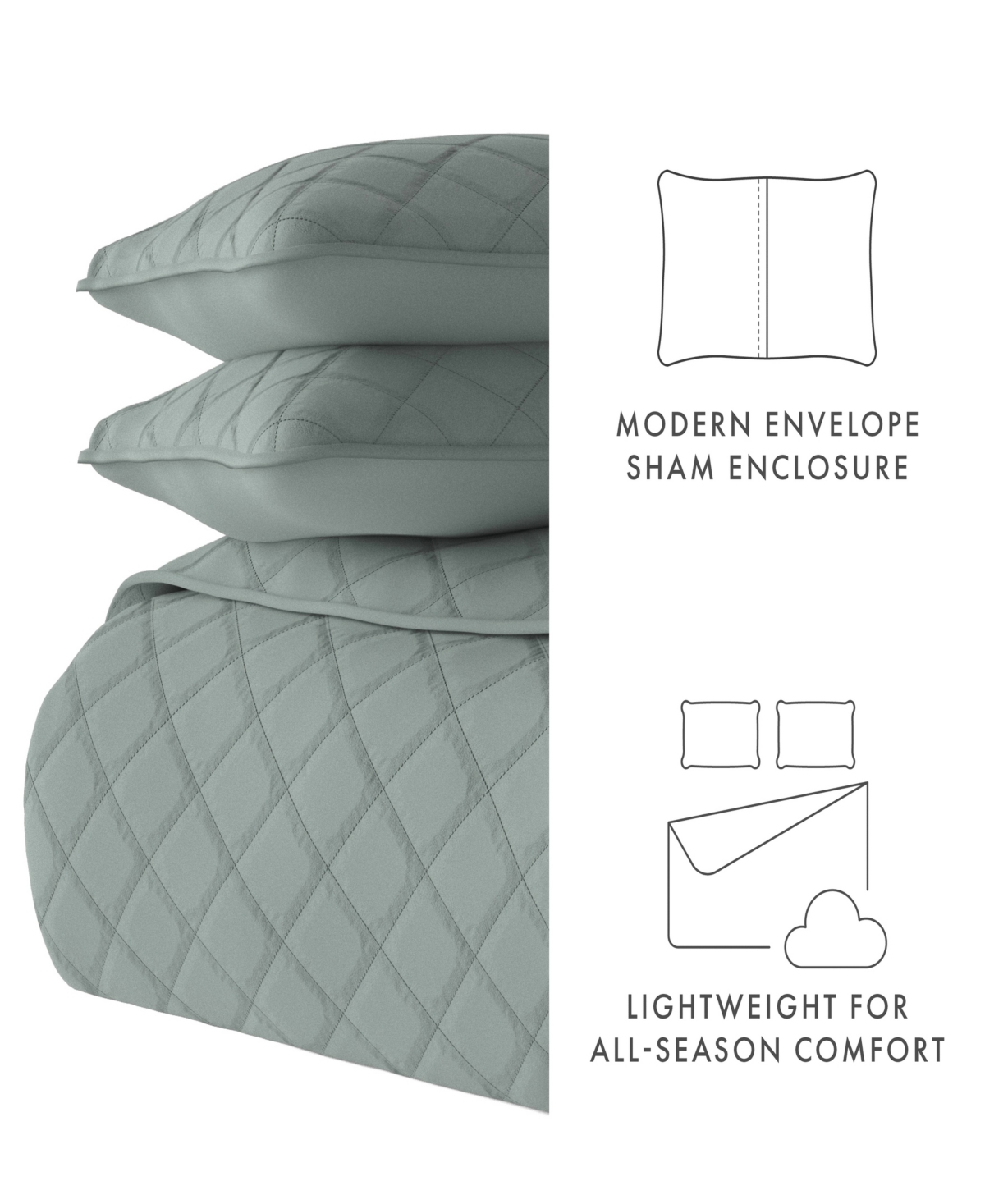 ienjoy Home All Season 3 Piece Diamond Stitch Quilt Set,