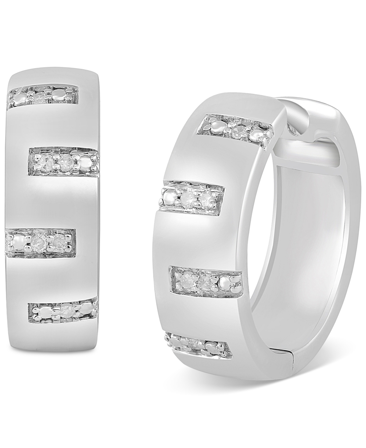 Men's Diamond Zigzag Hoop Earrings (1/20 ct. t.w.), 15mm (Also in Black Diamond)