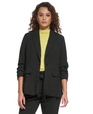 Calvin Klein - Women's One-Button Ruched-Sleeve Jacket