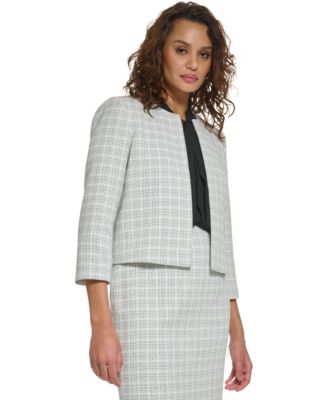 Calvin Klein Tweed Open Front Cropped Blazer - Macy's