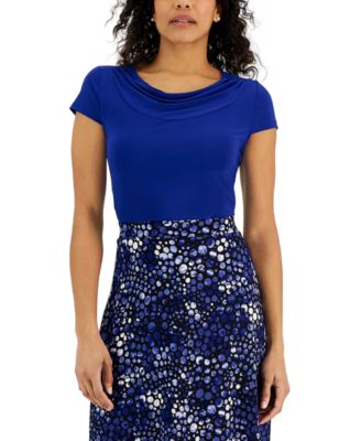 Kasper - Cowl-Neck Short-Sleeve Top