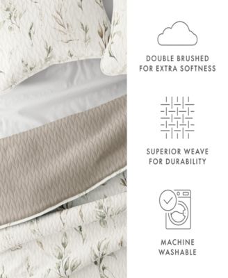 Watercolor Leaves and Stripe Reversible 3-Pc. Lightweight Quilt Set, King/California King