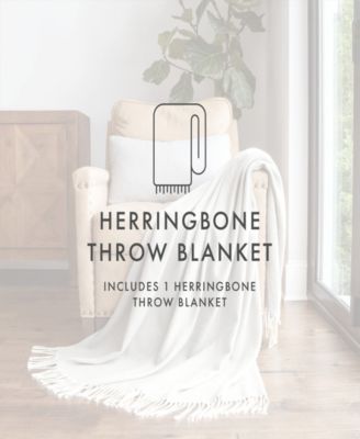Herringbone Lightweight Fringed Throw, 60" x 50"