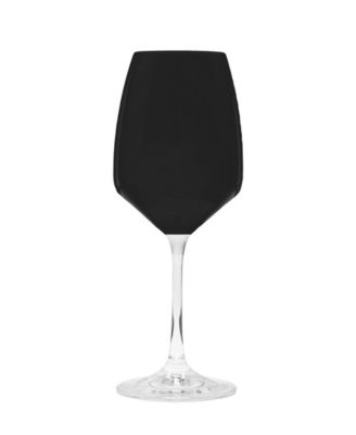 Black Wine Glasses with Stem, Set of 6