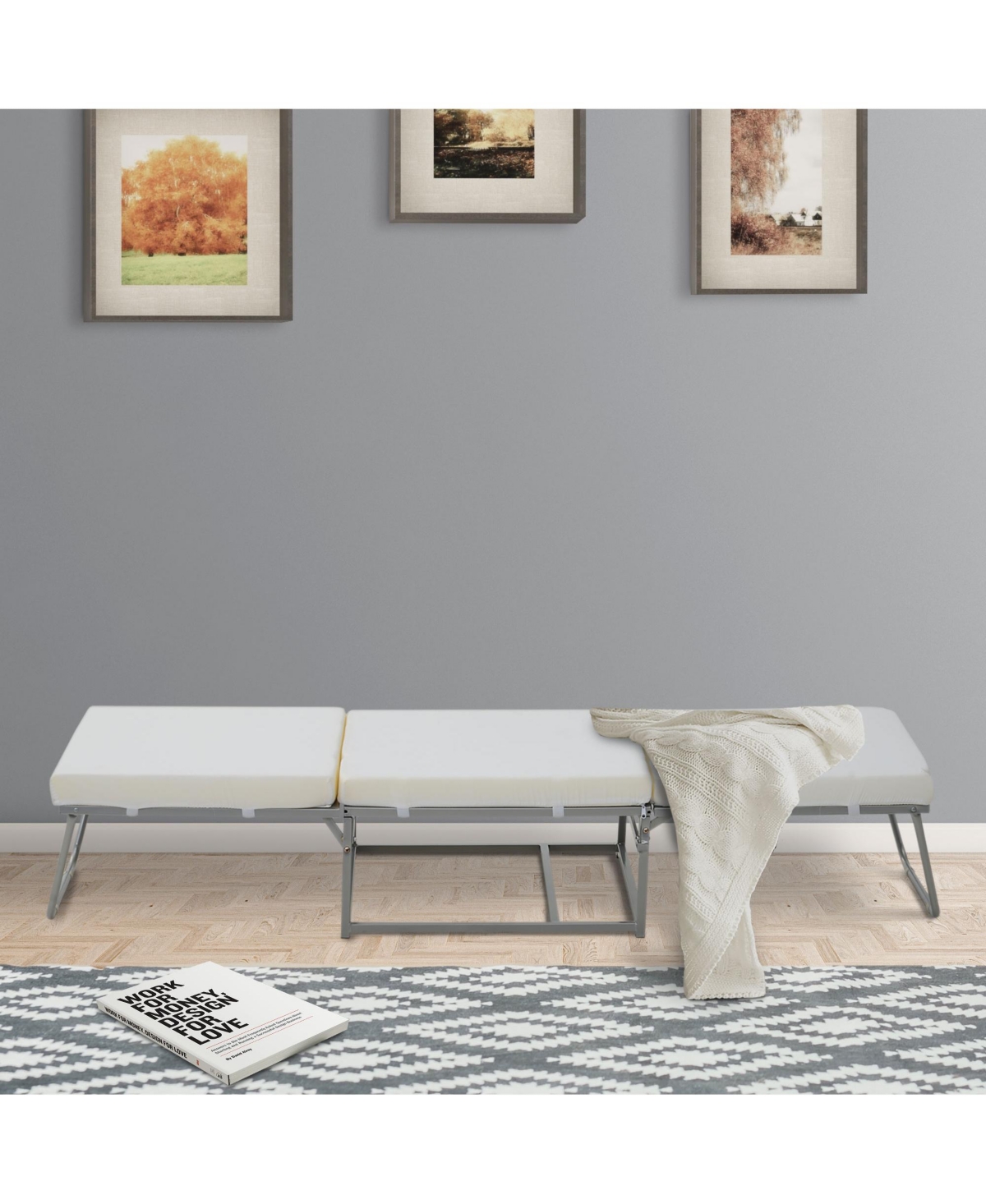 Homcom 2 In 1 Sofa Bed, Convertible Guest Sleeper Bed with Thick Padded Sponge and Storage Box for Room, Living Room, Grey