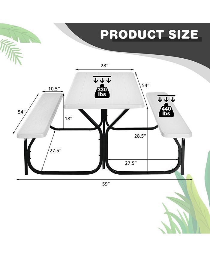 Costway Picnic Table Bench Set Outdoor Backyard Patio Garden Party