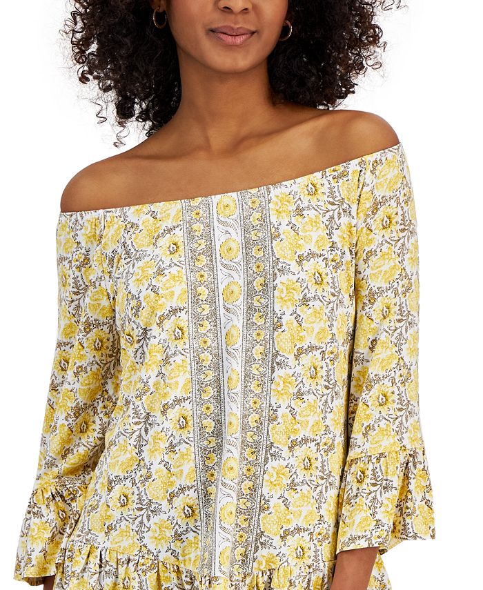 Style &amp; Co Petite Sunshine Floral On/Off the Shoulder Top, Created for Macy's - Macy's