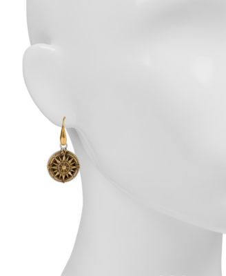 Gold-Tone Compass Drop Earrings