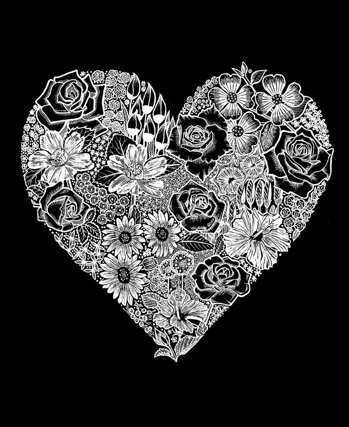 Women's Word Art Heart Flowers Short Sleeve T-shirt - thumbnail 5