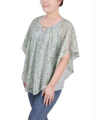 Petite Lace Poncho Top with Matching Tank