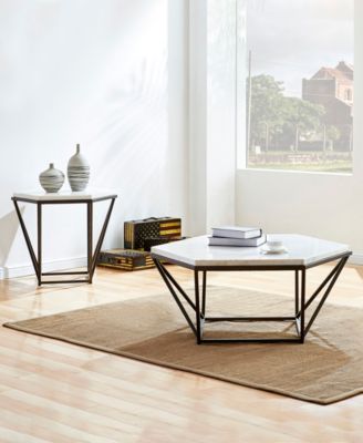 Steve Silver Corvus 36" Hexagonal Shape Marble Top Cocktail Table