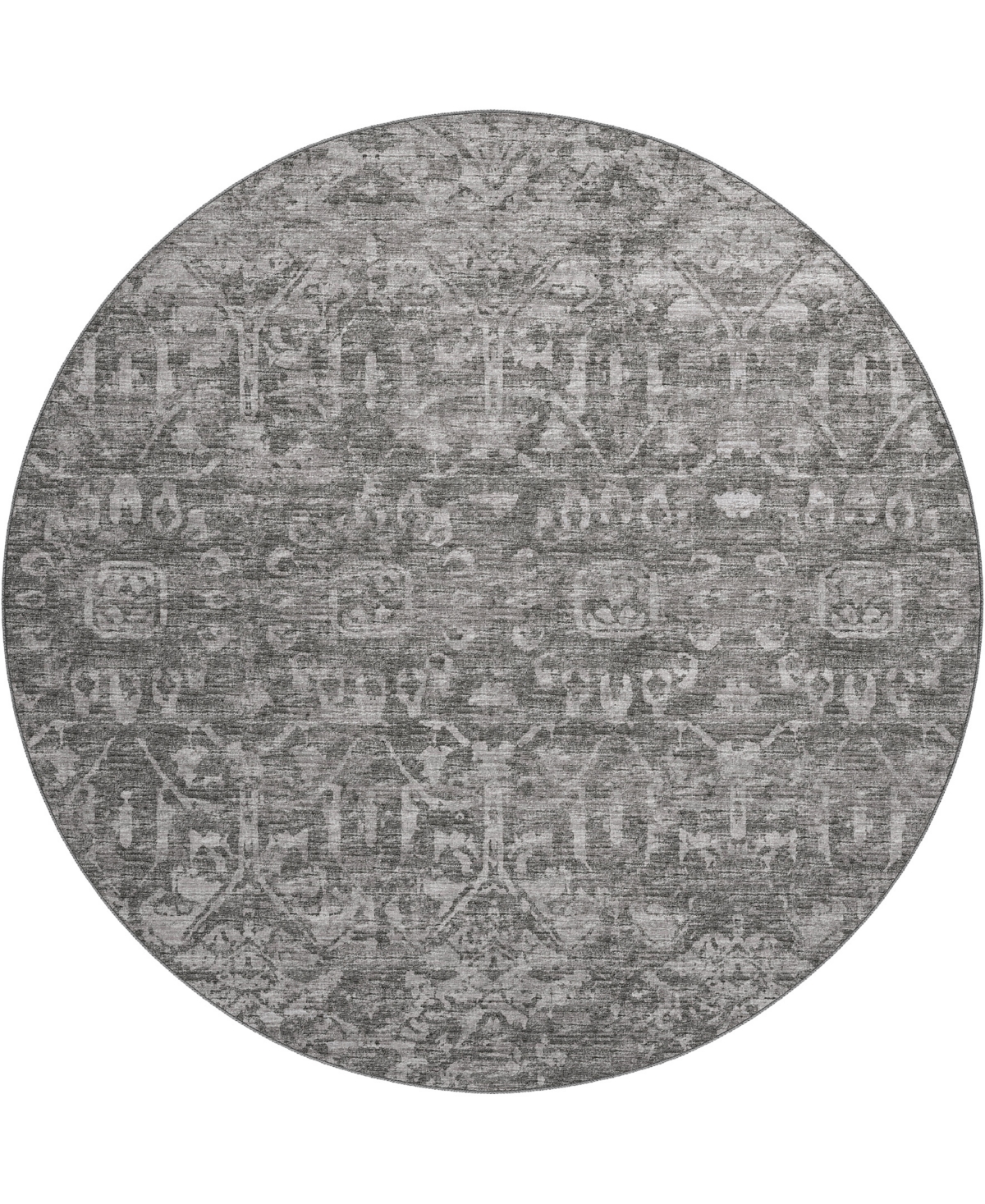 D Style Hallo Overdyed HLOD1 8' x 8' Round Area Rug - Charcoal