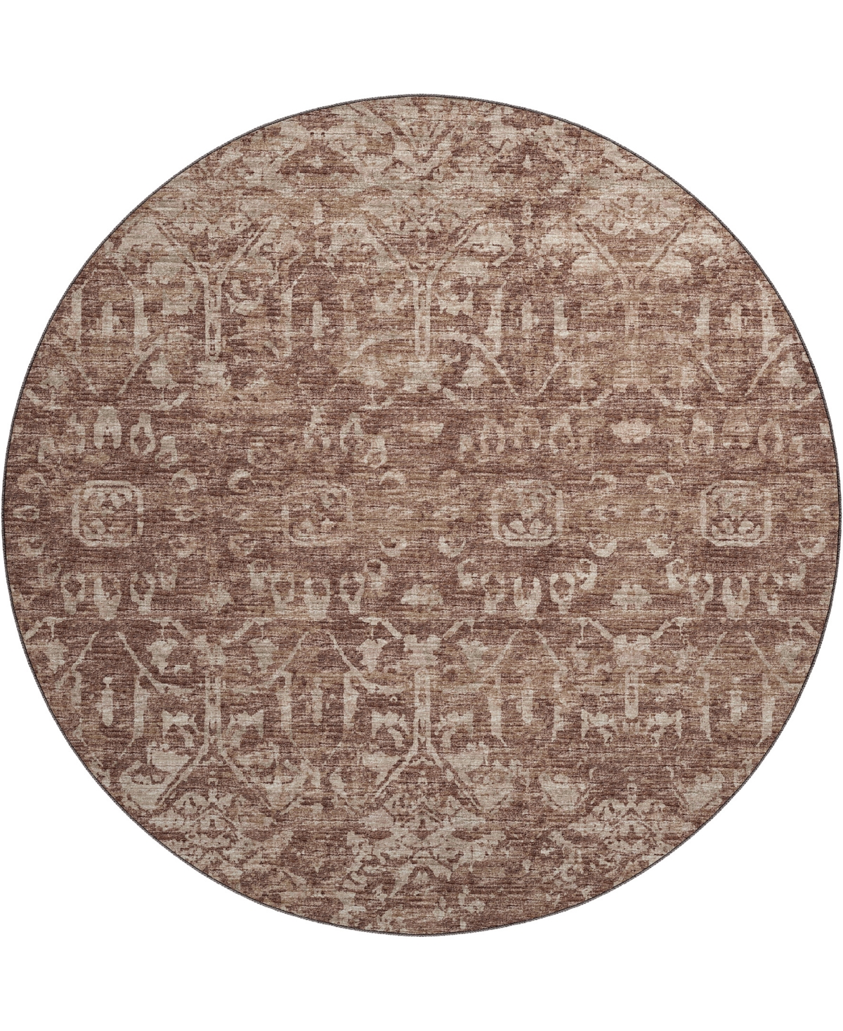 D Style Hallo Overdyed HLOD1 8' x 8' Round Area Rug - Chocolate