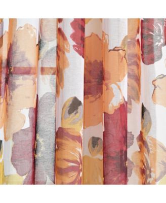 Lush Decor Leah Floral Sheer Window Curtain Panels Pair 52"W x 84"L Red & Orange - Floral Curtains for Bedroom - Sheer Curtains for Living Room