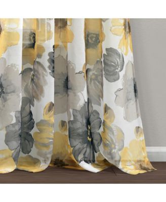 Lush Decor Leah Floral Sheer Window Curtain Panels Pair 52"W x 84"L Red & Orange - Floral Curtains for Bedroom - Sheer Curtains for Living Room