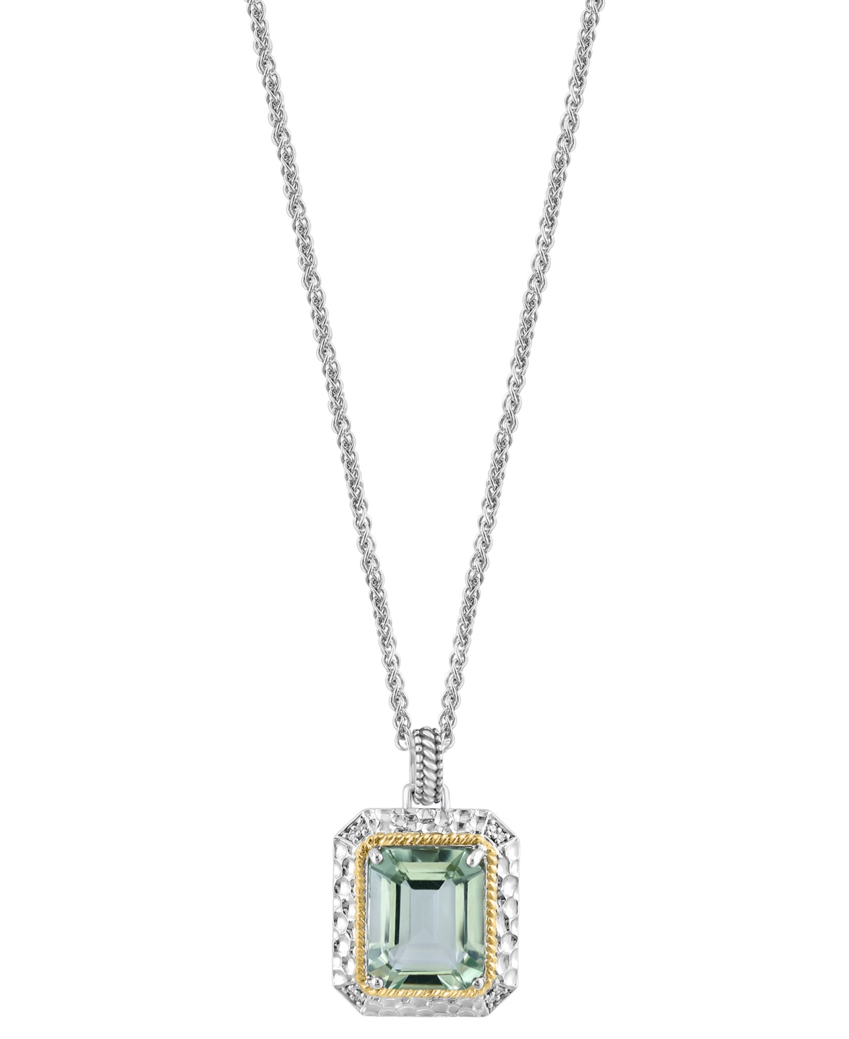 Effy Collection Effy Green Quartz (5-5/8 Ct. T.w.) & Diamond Accent 18" Pendant Necklace In Sterling Silver & 14k Go In K Gold Over Silver