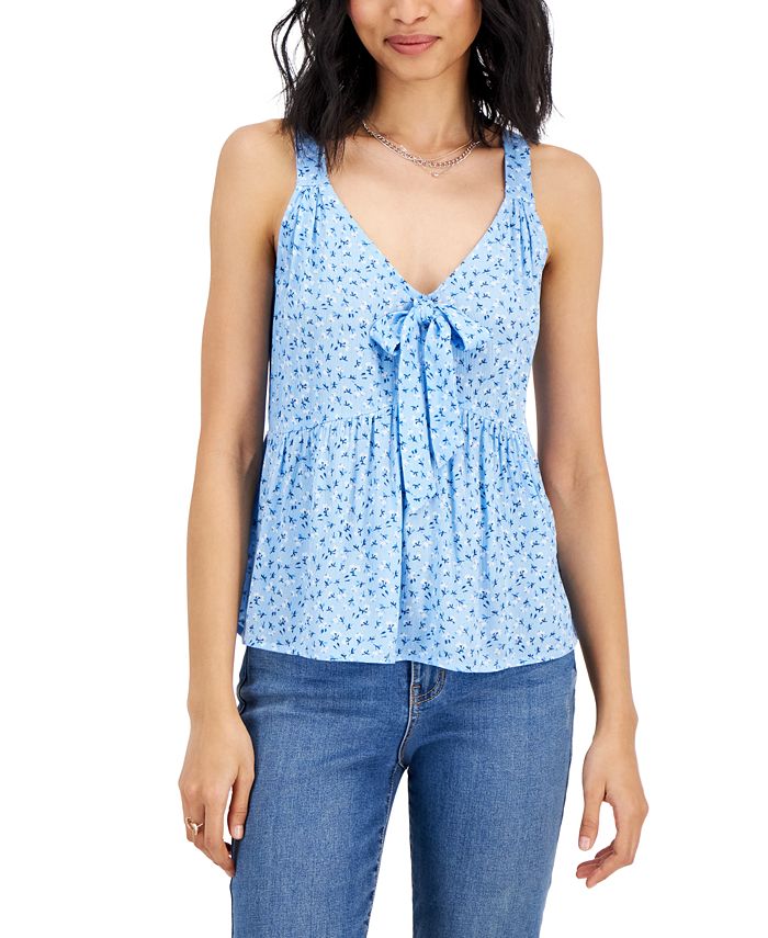 Kingston Grey Juniors' BowFront Printed Tank Top Macy's