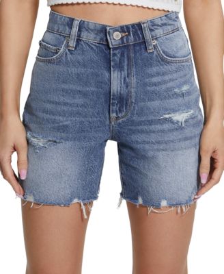 GUESS - Women's 80s Distressed Denim Pedal Shorts