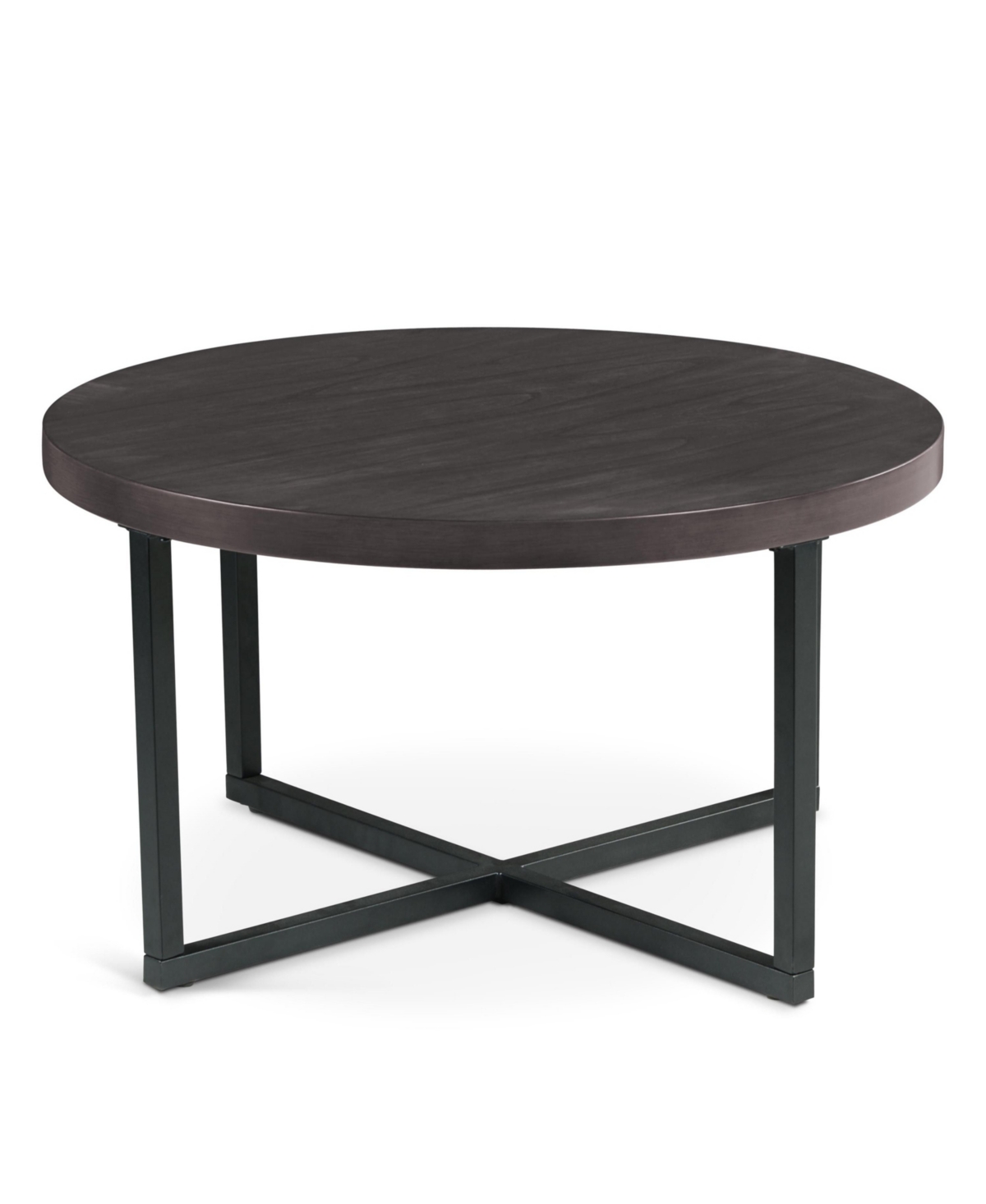 Steve Silver Yukon Round Coffee Table with Four Stools - Ebony Iron, Gray Fa