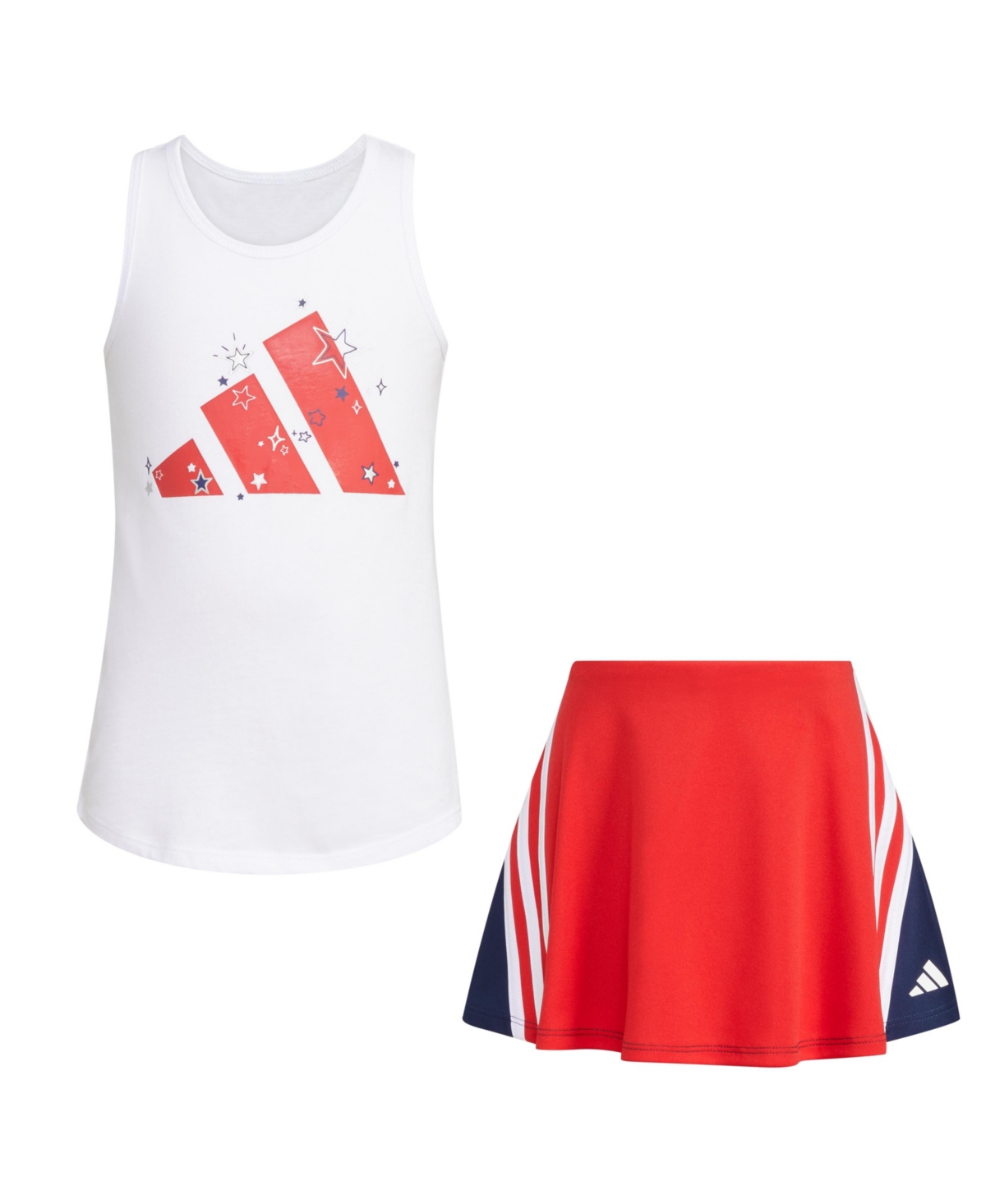 Adidas Originals Adidas Little Girls Tank Top And Color Block Skort Set, 2 Piece In White
