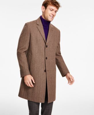 Men's Classic-Fit Wool Blend Herringbone Overcoat