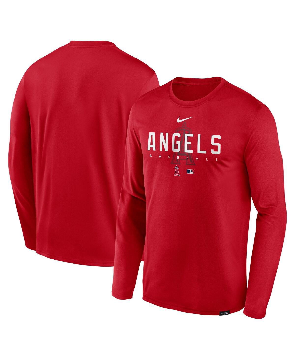 Мужская красная футболка с длинным рукавом Los Angeles Angels Authentic Collection с логотипом команды Legend Performance