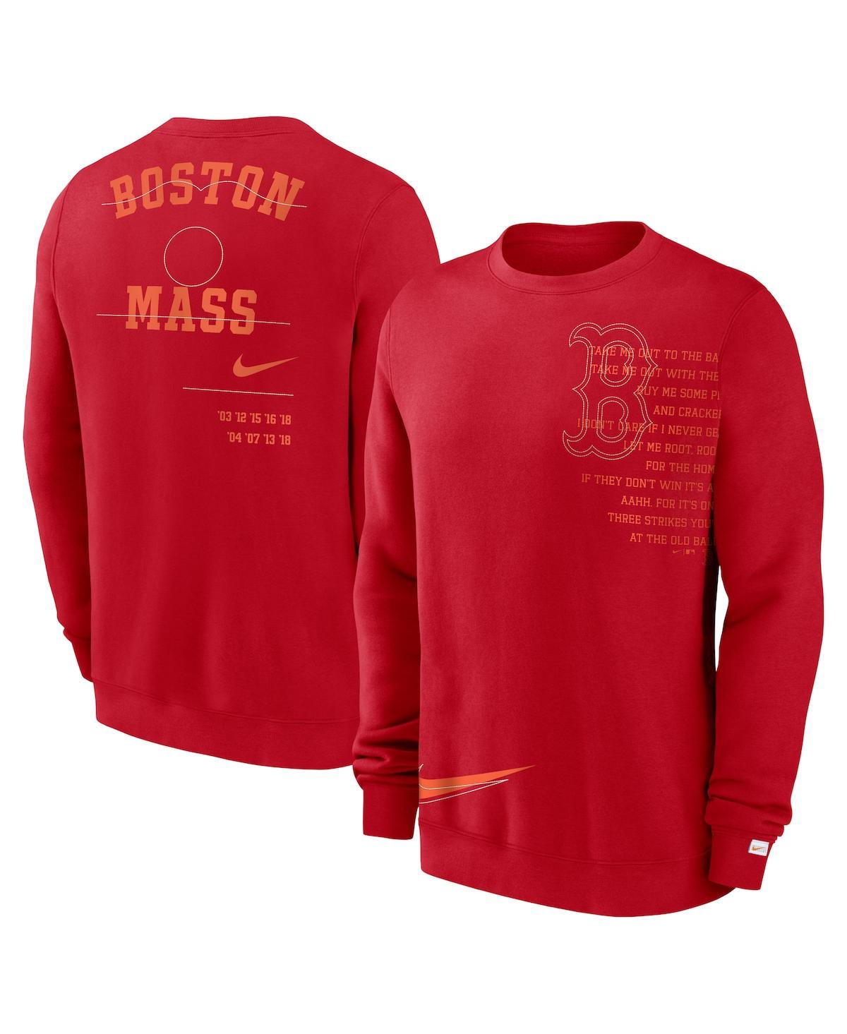 Shop Nike Men's  Red Boston Red Sox Statement Ball Game Fleece Pullover Sweatshirt
