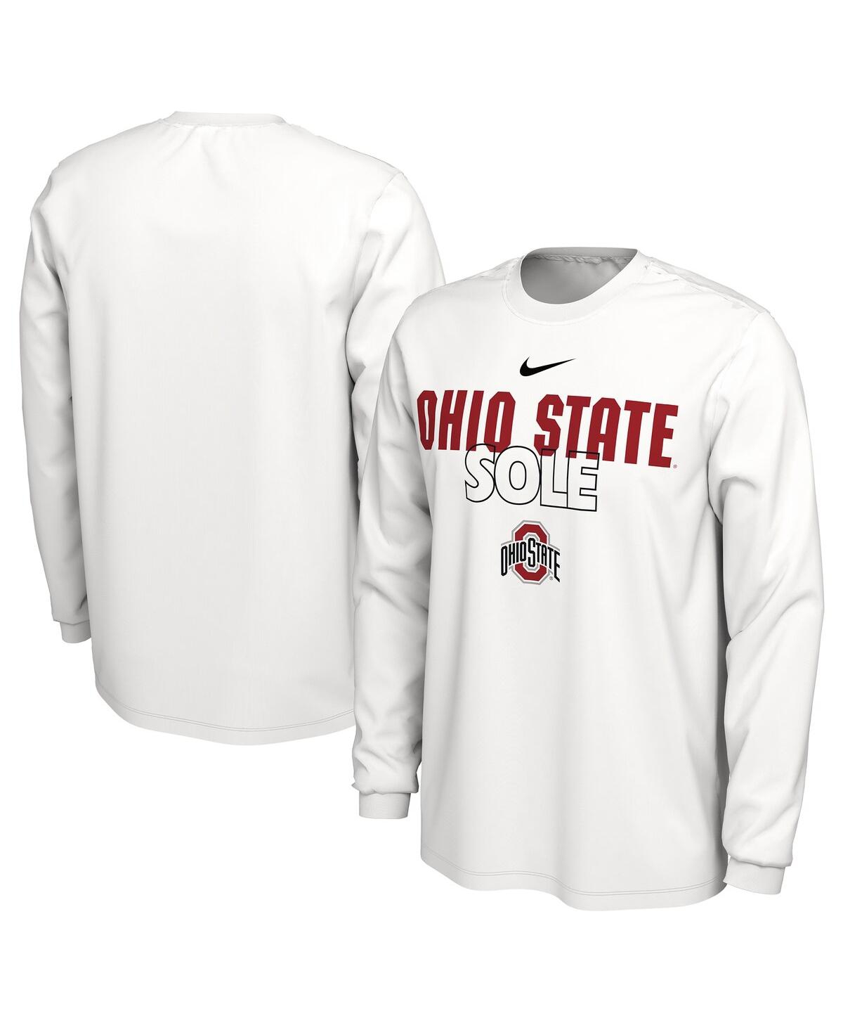 Shop Nike Men's  White Ohio State Buckeyes On Court Long Sleeve T-shirt
