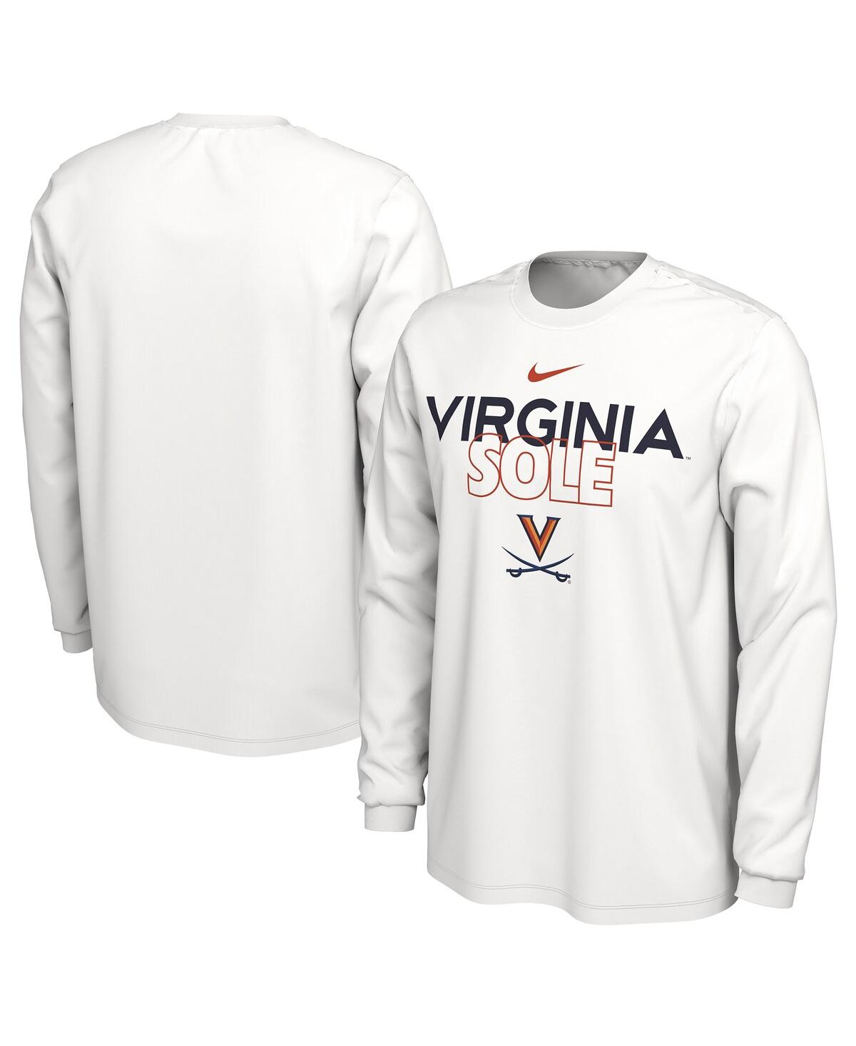 Shop Nike Men's  White Virginia Cavaliers On Court Long Sleeve T-shirt