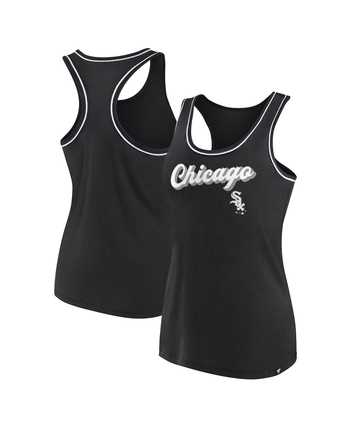 Shop Fanatics Women's  Black Chicago White Sox Wordmark Logo Racerback Tank Top