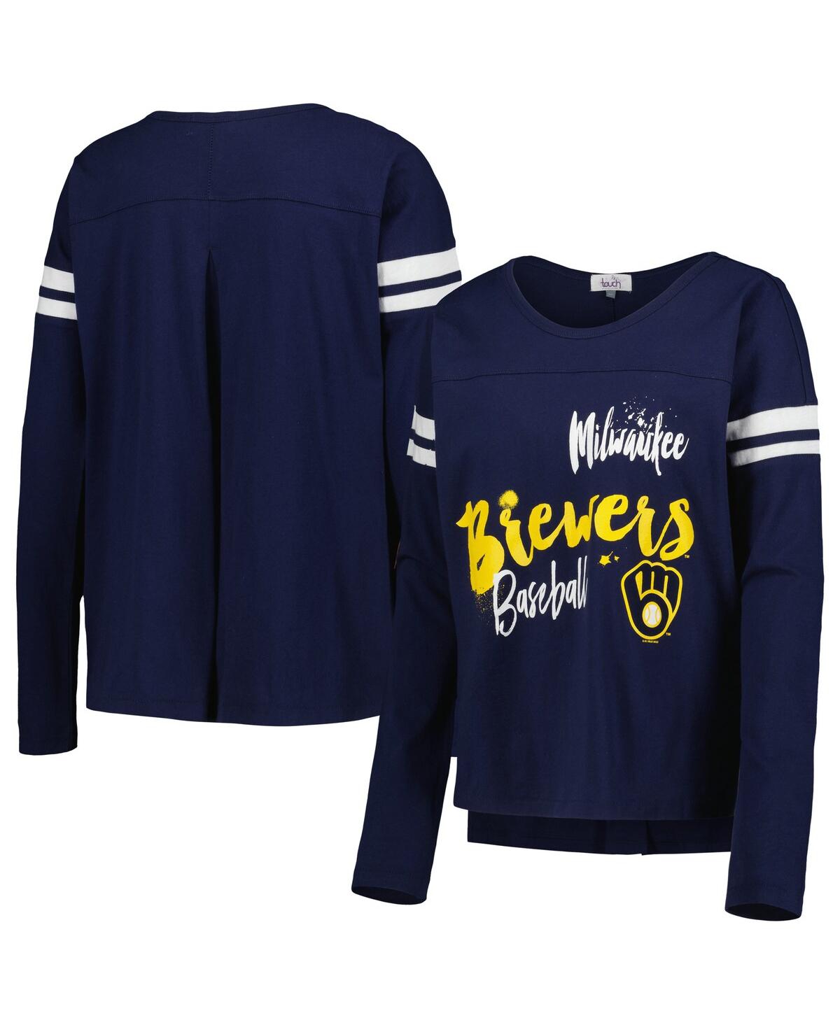 Touché Women's Touch Navy Milwaukee Brewers Free Agent Long Sleeve T-shirt