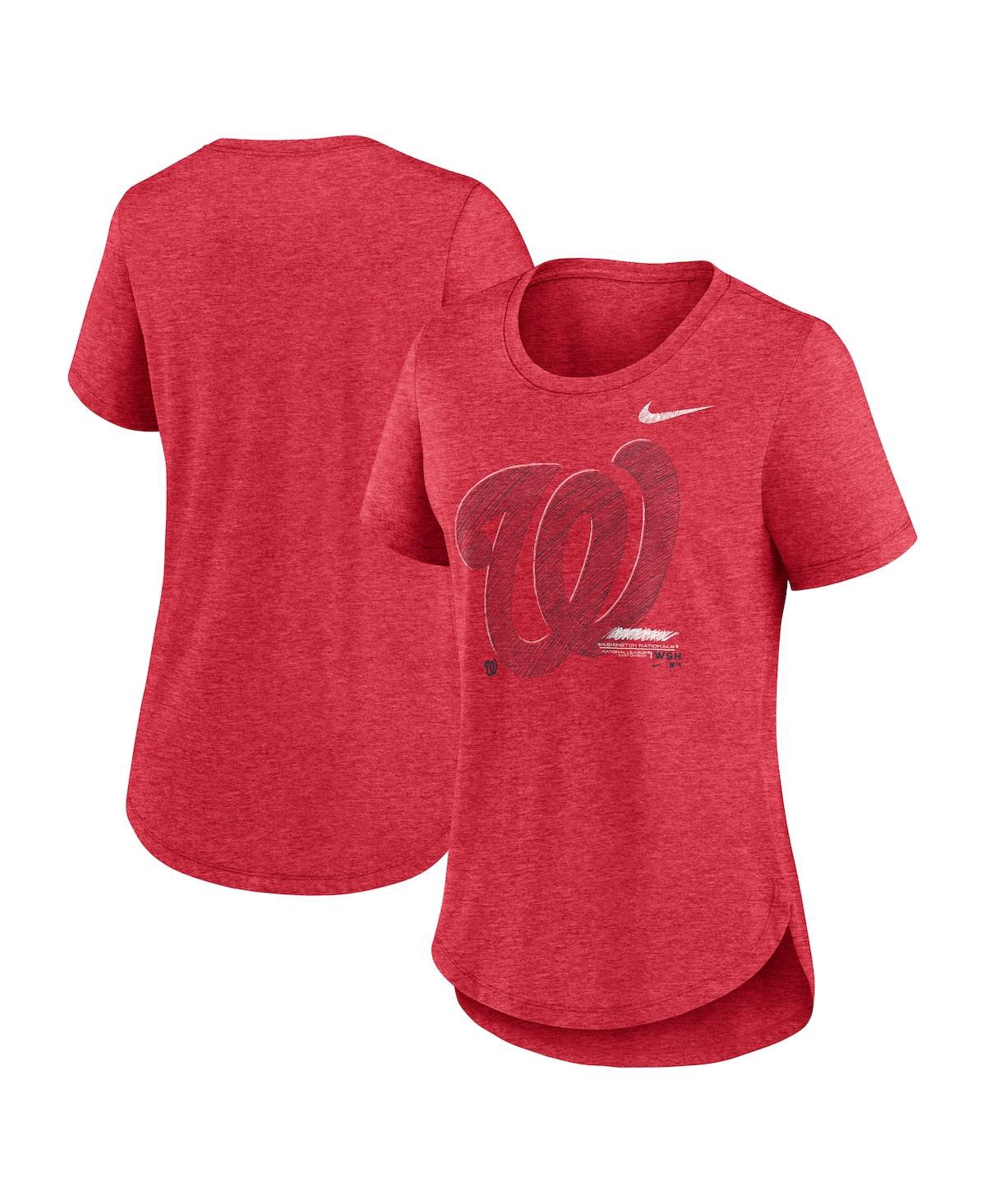Nike Women's  Heather Red Washington Nationals Touch Tri-blend T-shirt