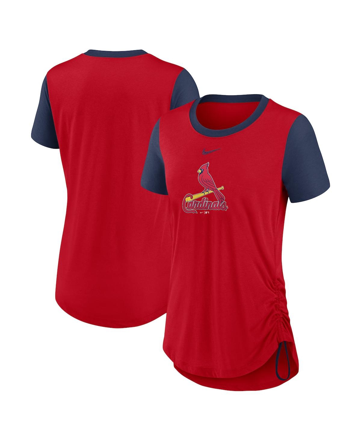 Shop Nike Women's  Red St. Louis Cardinals Hipster Swoosh Cinched Tri-blend Performance Fashion T-shirt