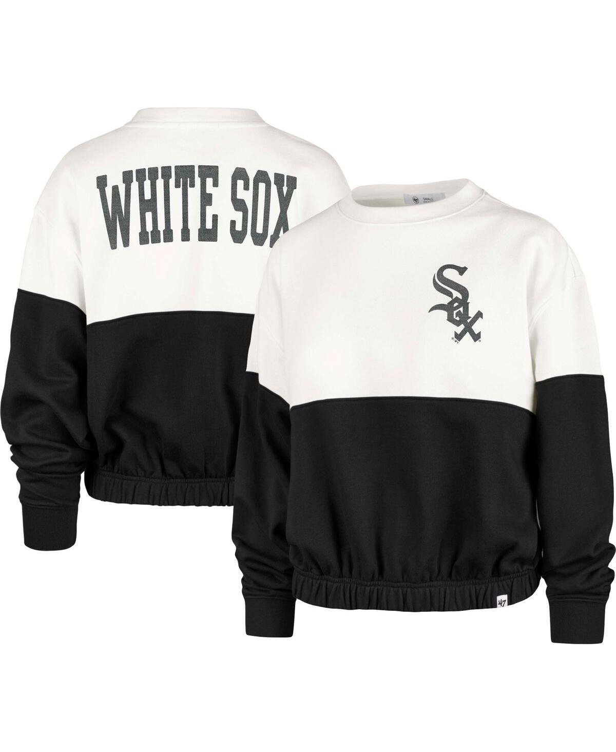 Shop 47 Brand Women's ' White, Black Chicago White Sox Take Two Bonita Pullover Sweatshirt In White,black