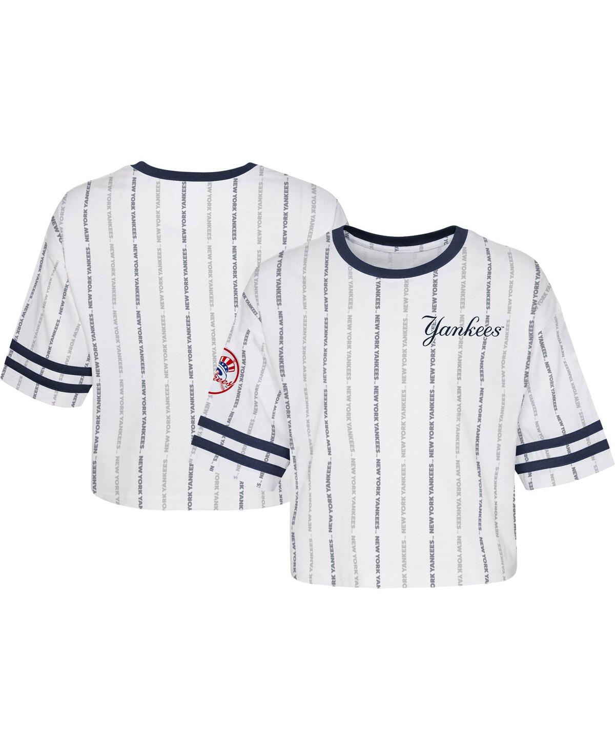 Outerstuff Kids' Big Girls White Chicago White Sox Ball Striped T-shirt