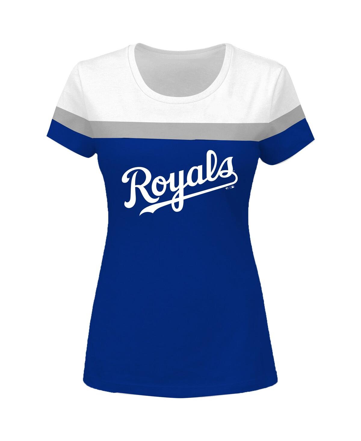 Profile Women's White And Royal Kansas City Royals Plus Size Colorblock T- shirt In White,royal