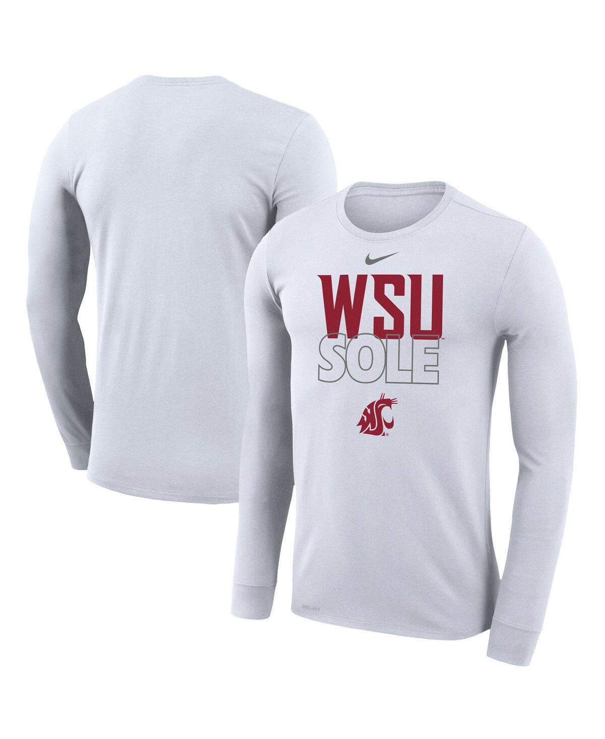 Shop Nike Men's  White Washington State Cougars On Court Bench Long Sleeve T-shirt