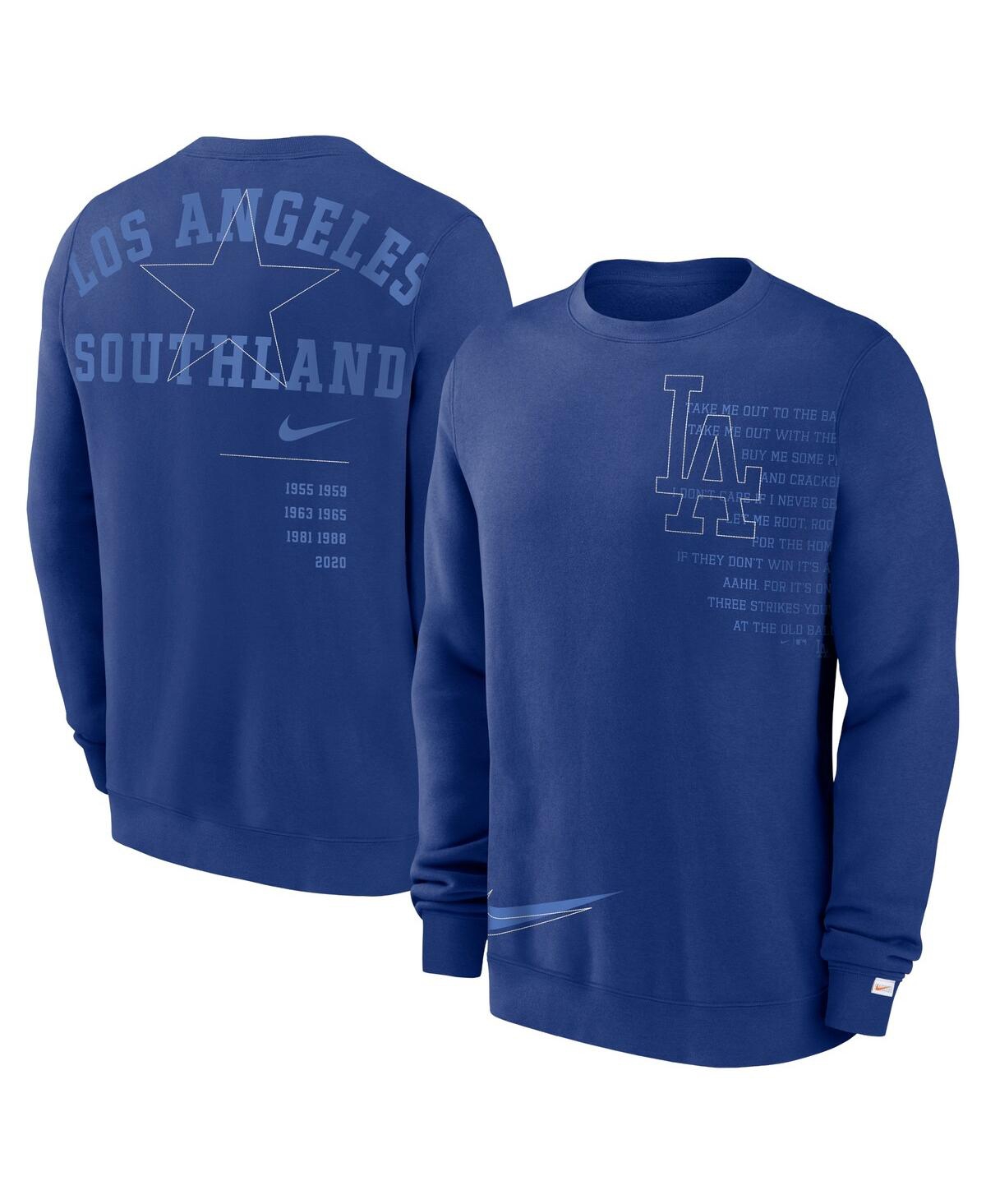 Shop Nike Men's  Royal Los Angeles Dodgers Statement Ball Game Fleece Pullover Sweatshirt