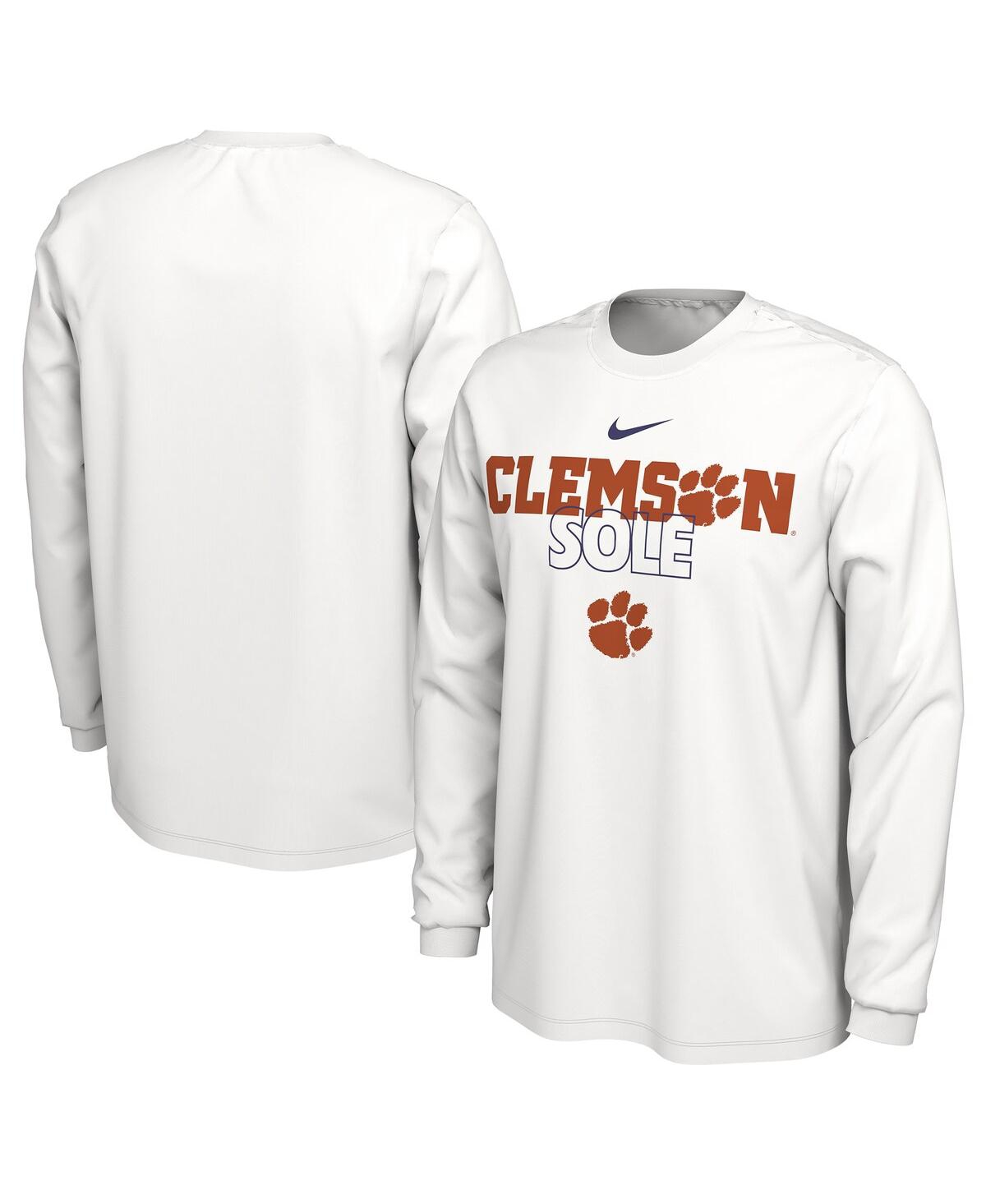 Men's NikeClemson Tigers On Court Long Sleeve T-shirt - White