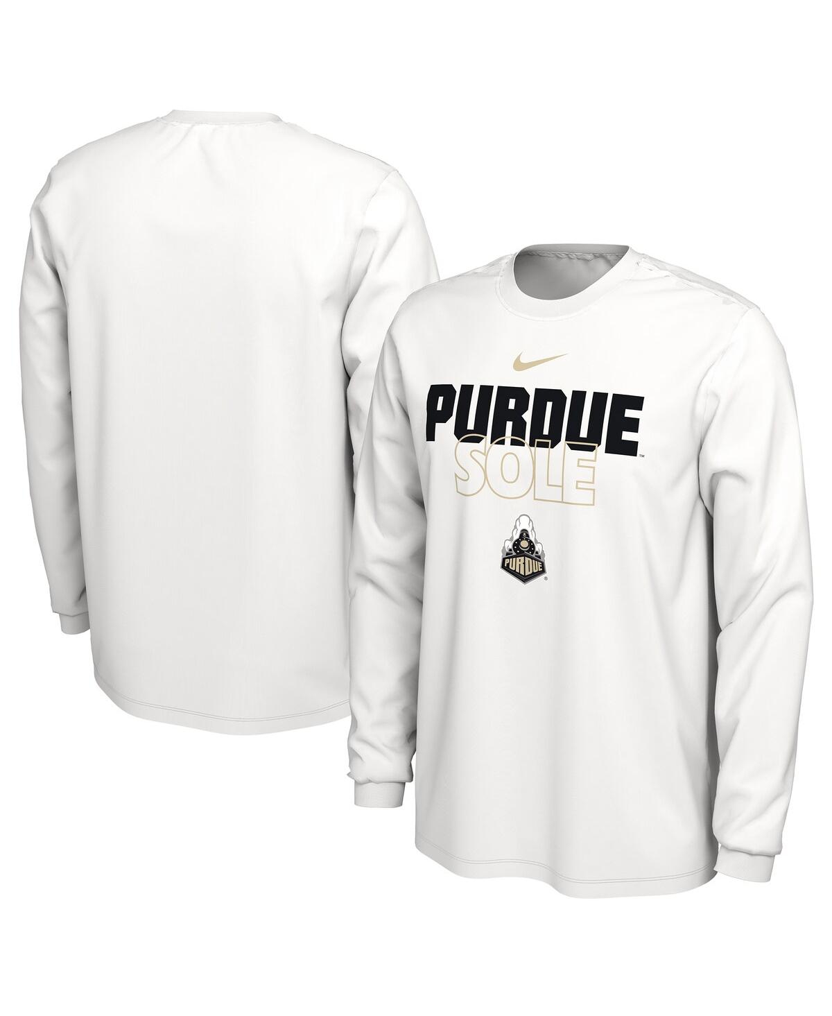 Men's NikePurdue Boilermakers On Court Long Sleeve T-shirt - White
