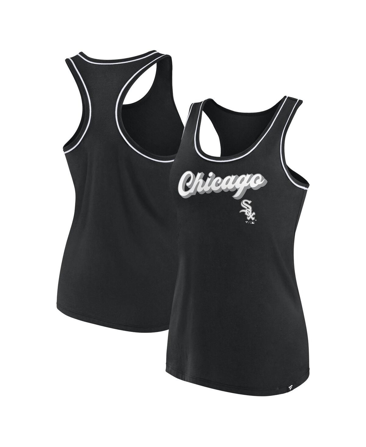 Fanatics Branded Black Chicago White Sox Wordmark Logo Racerback Tank Top In Black