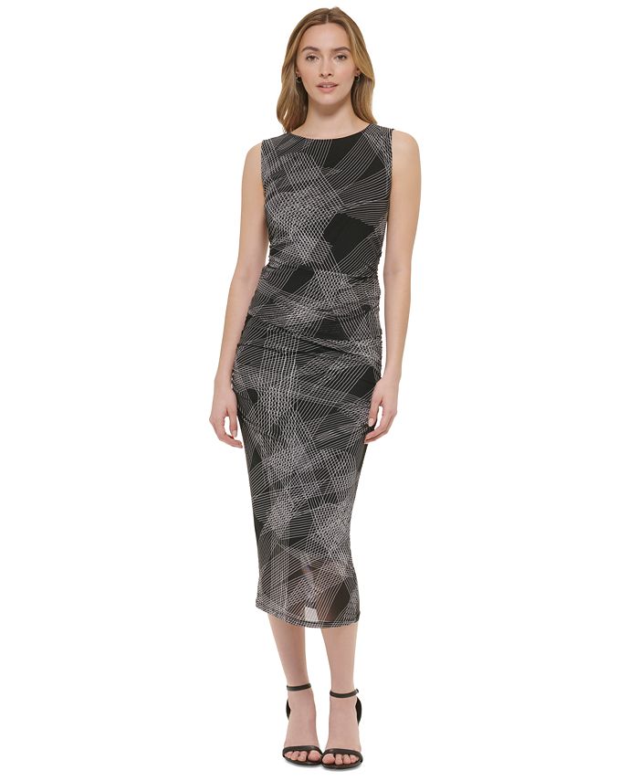 Calvin Klein Women's Printed Shirred-Side Sleeveless Top - Macy's