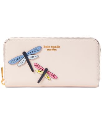 kate spade new york - Dragonfly Embossed Leather Zip Around Continental Wallet