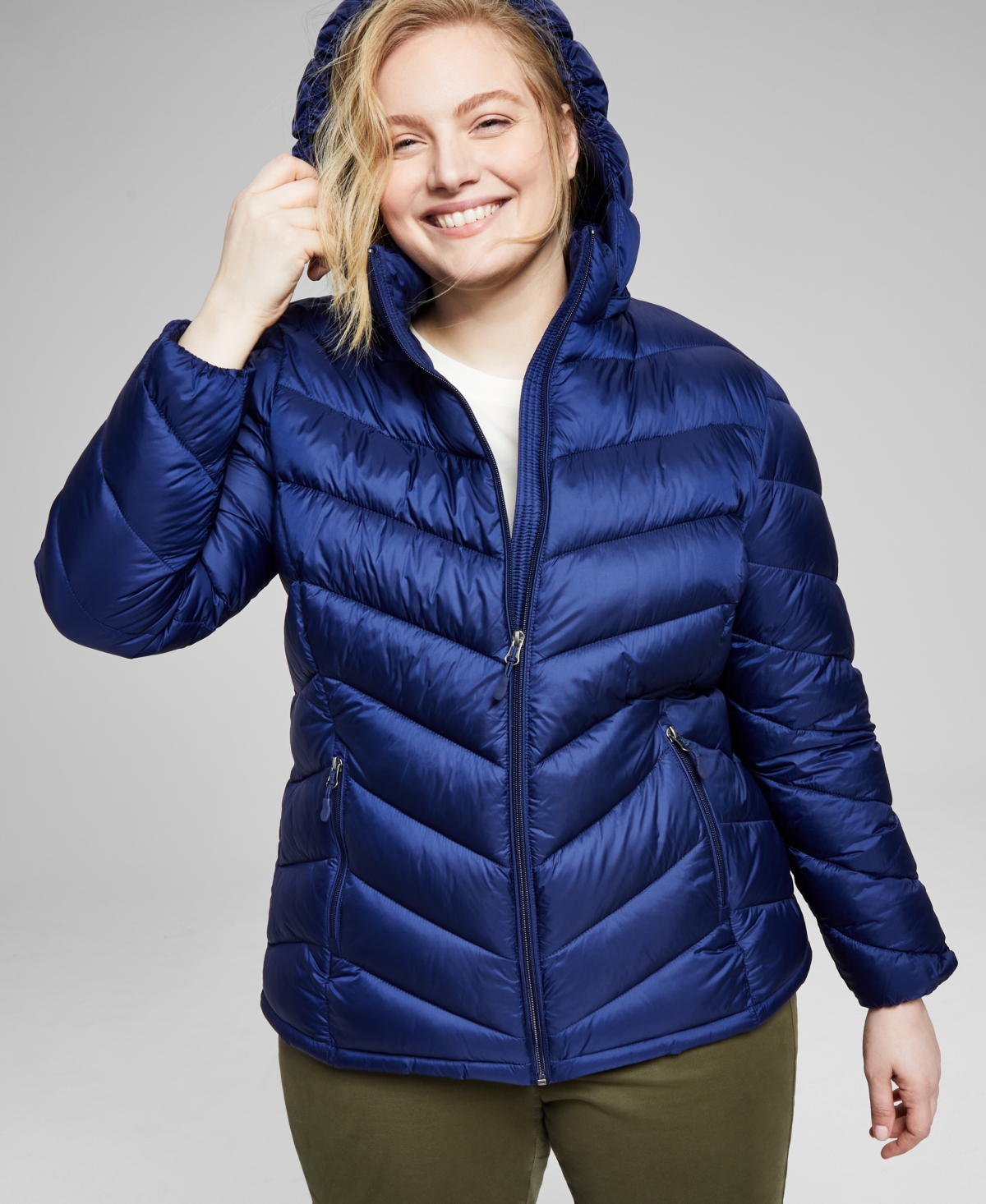 CHARTER CLUB PLUS SIZE PACKABLE HOODED PUFFER COAT, CREATED FOR MACY'S 