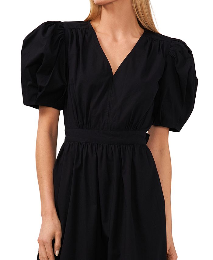 CeCe Women's V-Neck Puff-Sleeve Tie-Waist Maxi Dress - Macy's